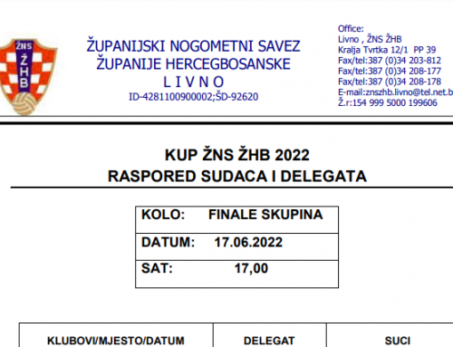 Delegiranja finale skupina KUP-a ŽNS ŽHB 2022.