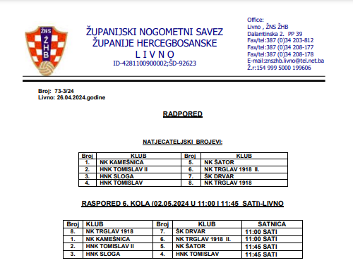 ODGOĐENO – Raspored turnira Limača 23/24 Livno