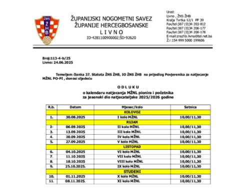 Kalendar ŽNL POiPI